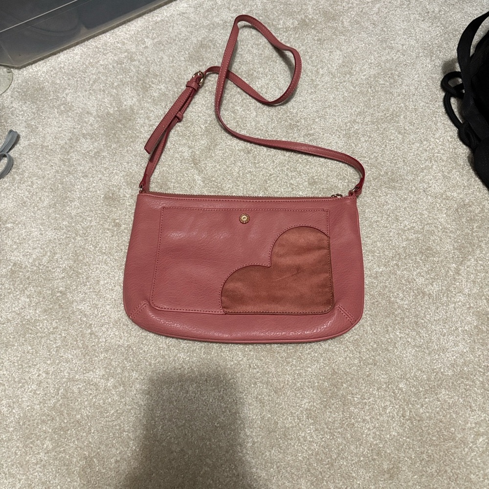 LC Lauren Conrad Pink and Brown Crossbody Bag